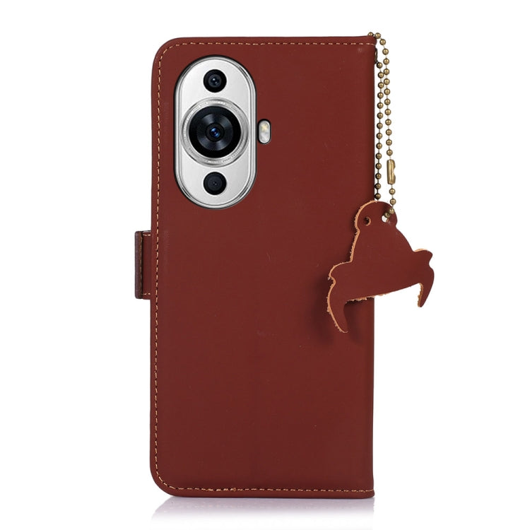 For Huawei Nova 11 Genuine Leather Magnetic RFID Leather Phone Case(Coffee) - Huawei Cases by PMC TechLife | Online Shopping South Africa | PMC TechLife | Buy Now Pay Later Mobicred