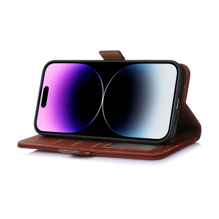 For Huawei Nova 11 Genuine Leather Magnetic RFID Leather Phone Case(Coffee) - Huawei Cases by PMC TechLife | Online Shopping South Africa | PMC TechLife | Buy Now Pay Later Mobicred