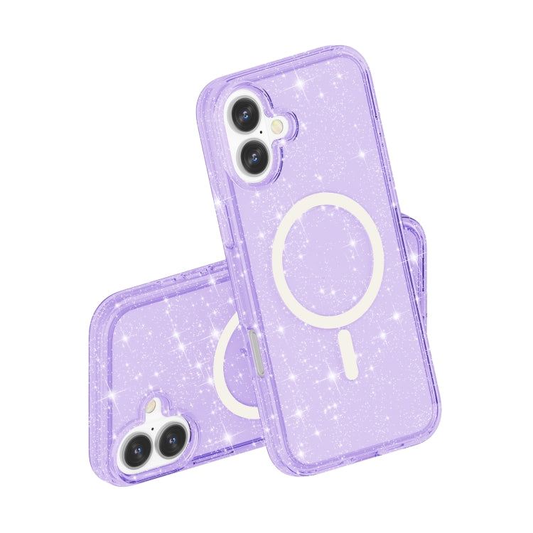 For iPhone 16 Terminator Style Glitter Powder MagSafe Magnetic Phone Case(Purple) - iPhone 16 Cases by PMC Jewellery | Online Shopping South Africa | PMC Jewellery | Buy Now Pay Later Mobicred