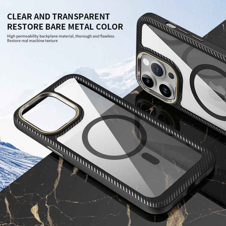 For iPhone 13 MagSafe Carbon Fiber Transparent Back Panel Phone Case(Green) - iPhone 13 Cases by PMC TechLife | Online Shopping South Africa | PMC TechLife