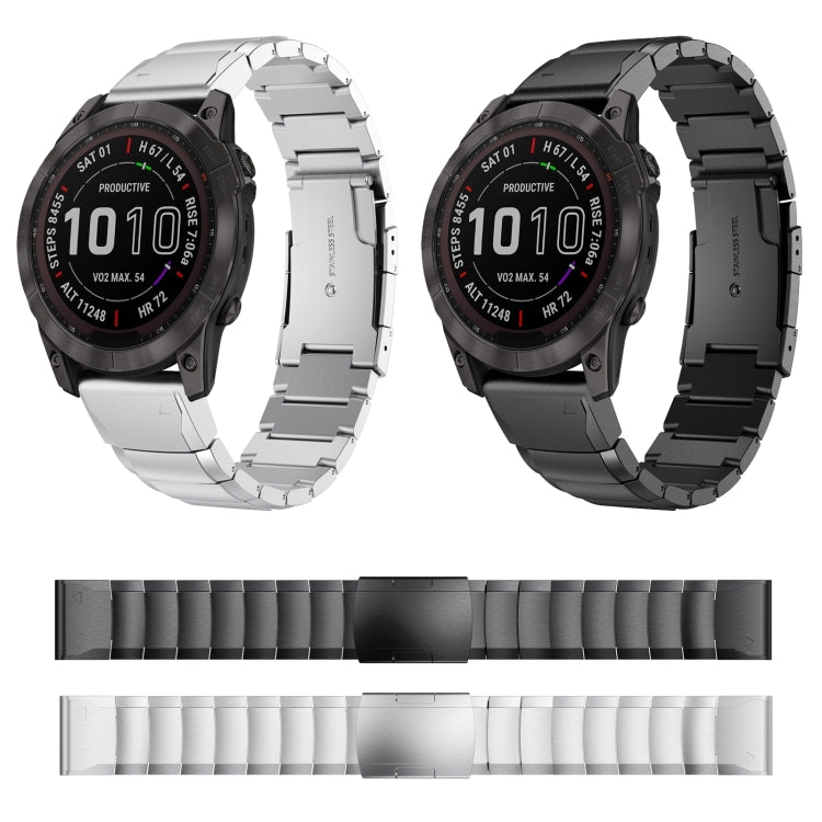 For Garmin Fenix 7 Pro 47mm Tortoise Shell Stainless Steel Watch Band(Sliver) - Watch Bands by PMC Jewellery | Online Shopping South Africa | PMC Jewellery