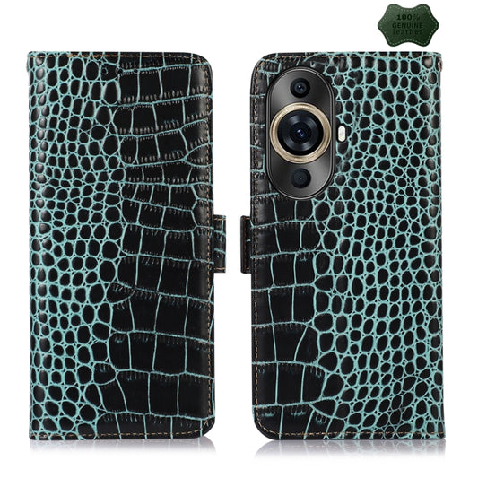 For Huawei Nova 11 Pro / 11 Ultra Crocodile Top Layer Cowhide Leather Phone Case(Green) - Huawei Cases by PMC Jewellery | Online Shopping South Africa | PMC Jewellery | Buy Now Pay Later Mobicred