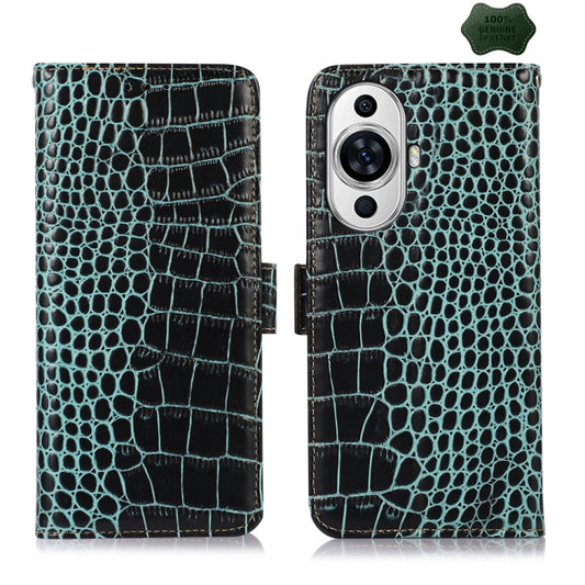 For Huawei Nova 11 Crocodile Top Layer Cowhide Leather Phone Case(Green) - Huawei Cases by PMC Jewellery | Online Shopping South Africa | PMC Jewellery | Buy Now Pay Later Mobicred