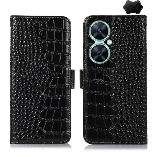 For Huawei Nova 11i / Enjoy 60 Pro /  Crocodile Top Layer Cowhide Leather Phone Case(Black) - Huawei Cases by PMC Jewellery | Online Shopping South Africa | PMC Jewellery | Buy Now Pay Later Mobicred