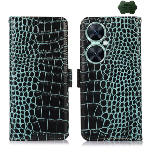 For Huawei Nova 11i / Enjoy 60 Pro /  Crocodile Top Layer Cowhide Leather Phone Case(Green) - Huawei Cases by PMC Jewellery | Online Shopping South Africa | PMC Jewellery | Buy Now Pay Later Mobicred