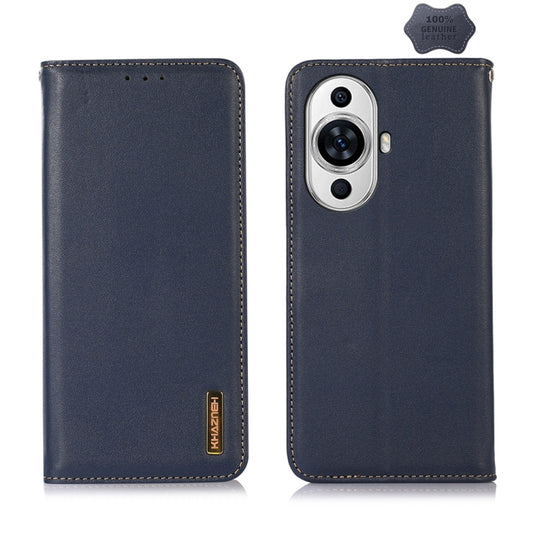 For Huawei Nova 11 KHAZNEH Nappa Top Layer Cowhide Leather Phone Case(Blue) - Huawei Cases by PMC Jewellery | Online Shopping South Africa | PMC Jewellery | Buy Now Pay Later Mobicred