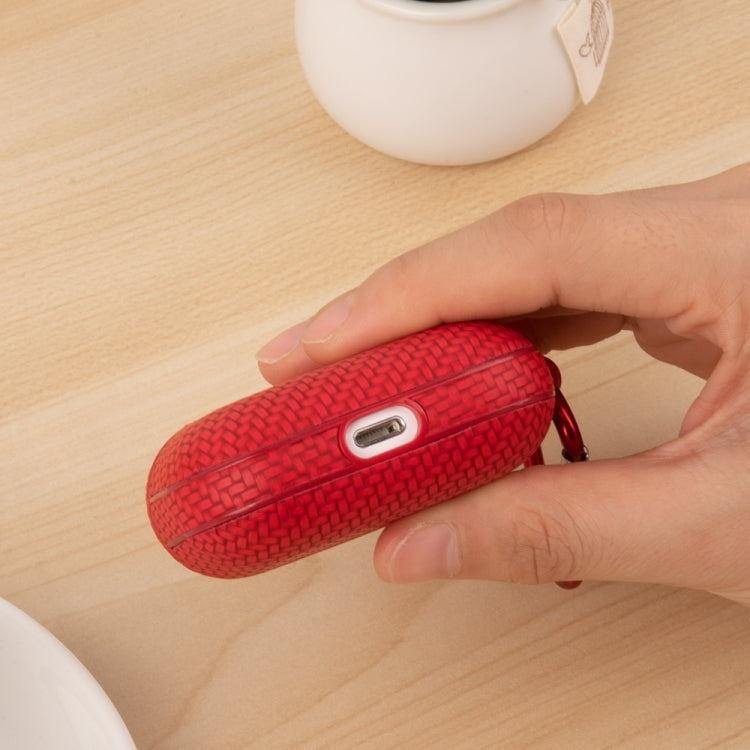 For AirPods Pro Woven Skin Texture PC TWS Earphone Protective Case(Red) - For AirPods Pro by PMC Jewellery | Online Shopping South Africa | PMC Jewellery | Buy Now Pay Later Mobicred