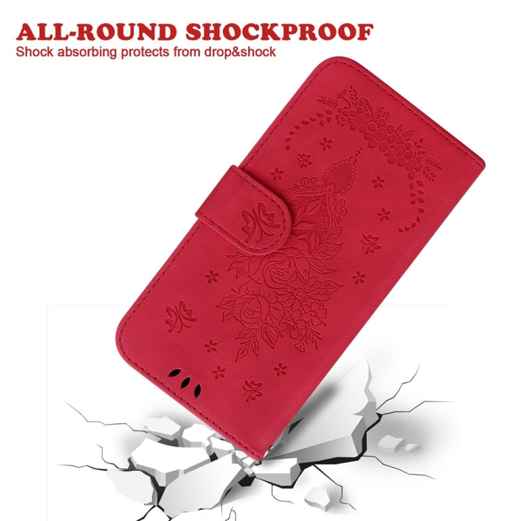 For OPPO A38 4G / A18 Butterfly Rose Embossed Leather Phone Case(Red) - A38 Cases by PMC TechLife | Online Shopping South Africa | PMC TechLife | Buy Now Pay Later Mobicred