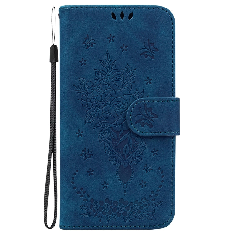 For Realme 12 5G Butterfly Rose Embossed Leather Phone Case(Blue) - Realme Cases by PMC Jewellery | Online Shopping South Africa | PMC Jewellery | Buy Now Pay Later Mobicred