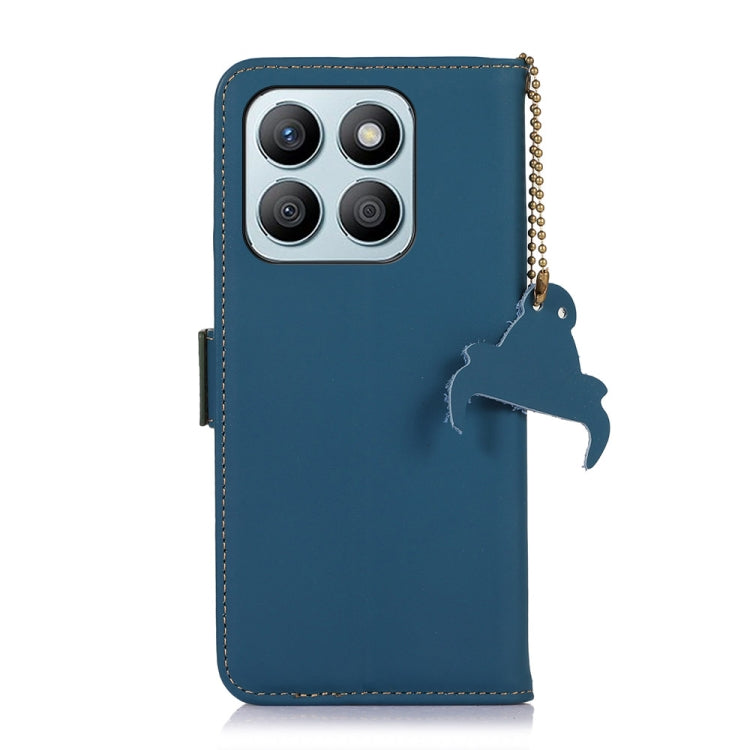 For Honor X8b Genuine Leather Magnetic RFID Leather Phone Case(Blue) - Honor Cases by PMC TechLife | Online Shopping South Africa | PMC TechLife | Buy Now Pay Later Mobicred