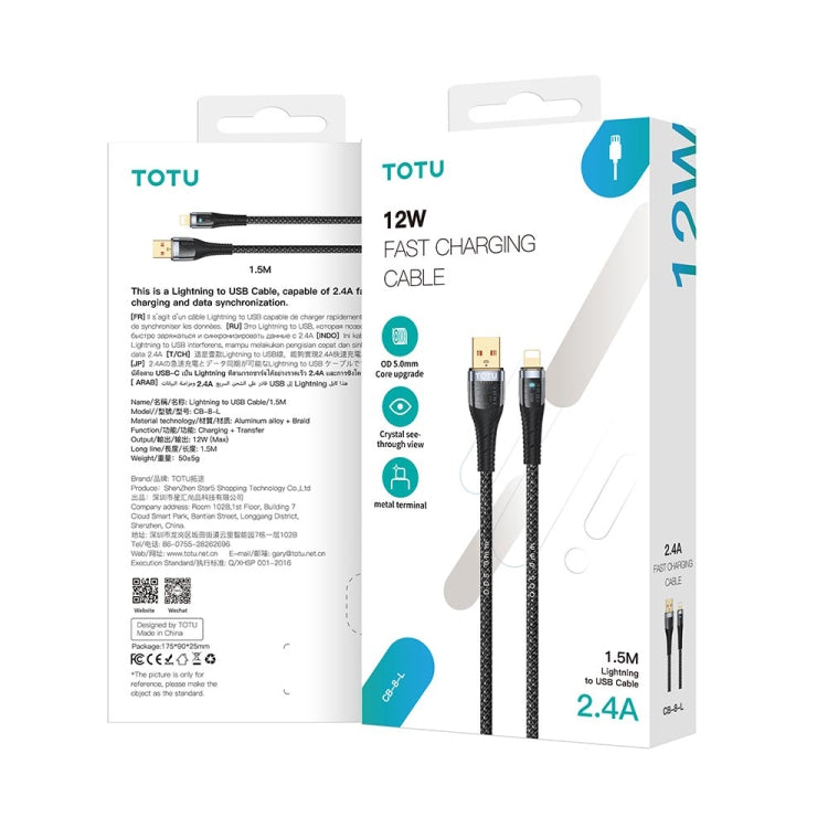 TOTU CB-8-PD 33W USB-C/Type-C to 8 Pin Transparent Braided Data Cable, Length: 1.5m - 2 in 1 Cable by TOTUDESIGN | Online Shopping South Africa | PMC Jewellery | Buy Now Pay Later Mobicred