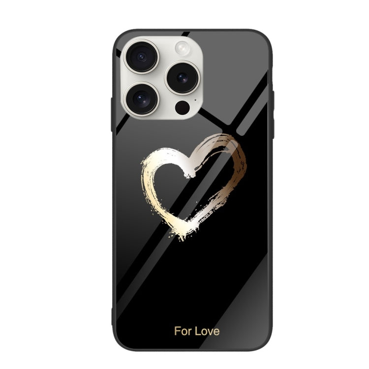 For iPhone 16 Pro Max Colorful Painted Glass Phone Case(Black Love) - iPhone 16 Pro Max Cases by PMC TechLife | Online Shopping South Africa | PMC TechLife | Buy Now Pay Later Mobicred