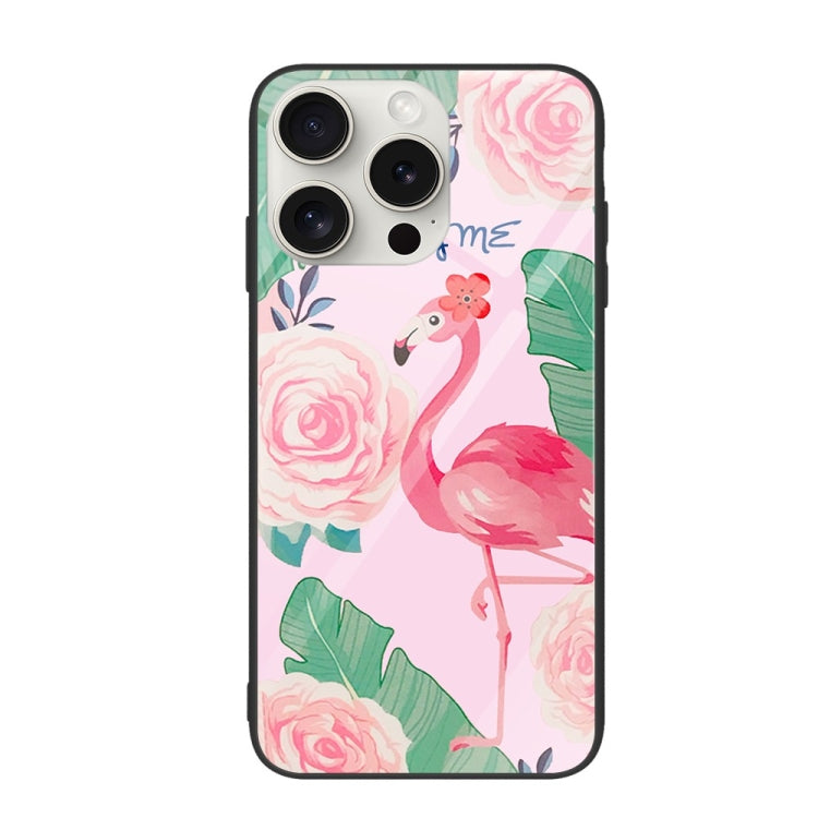 For iPhone 16 Pro Colorful Painted Glass Phone Case(Flamingo) - iPhone 16 Pro Cases by PMC Jewellery | Online Shopping South Africa | PMC Jewellery | Buy Now Pay Later Mobicred