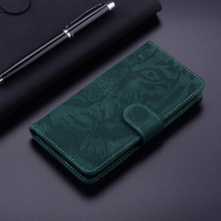 For iPhone 16 Plus Tiger Embossing Pattern Leather Phone Case(Green) - iPhone 16 Pro Cases by PMC TechLife | Online Shopping South Africa | PMC TechLife | Buy Now Pay Later Mobicred
