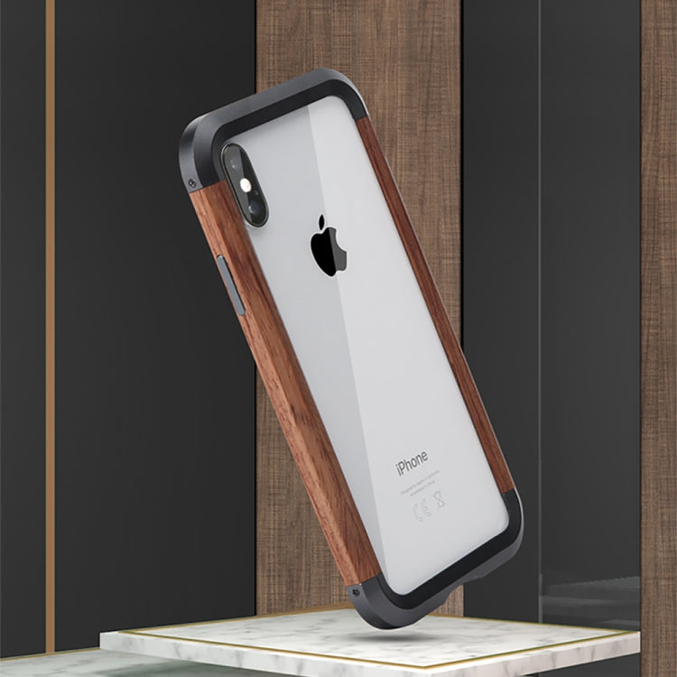 For iPhone X / XS R-JUST Metal + Wood Frame Protective Case - free shipping - PMC TechLife - Order now!