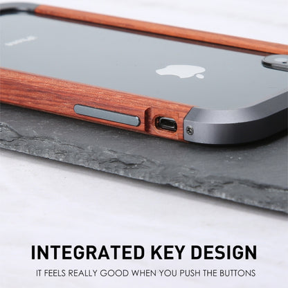 For iPhone X / XS R-JUST Metal + Wood Frame Protective Case - More iPhone Cases by R-JUST | Online Shopping South Africa | PMC Jewellery