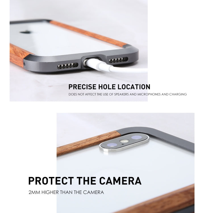 For iPhone X / XS R-JUST Metal + Wood Frame Protective Case - free shipping - PMC TechLife - Order now!