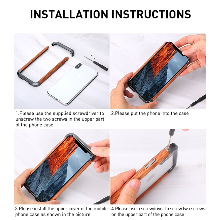 For iPhone XR R-JUST Metal + Wood Frame Protective Case - More iPhone Cases by R-JUST | Online Shopping South Africa | PMC TechLife | Buy Now Pay Later Mobicred