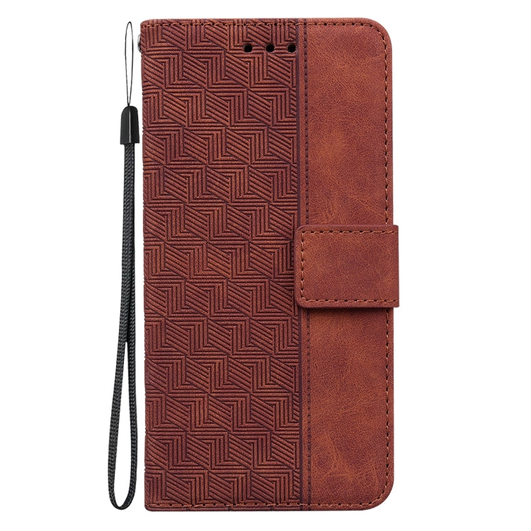 For Realme 12 5G Geometric Embossed Leather Phone Case(Brown) - Realme Cases by PMC Jewellery | Online Shopping South Africa | PMC Jewellery | Buy Now Pay Later Mobicred