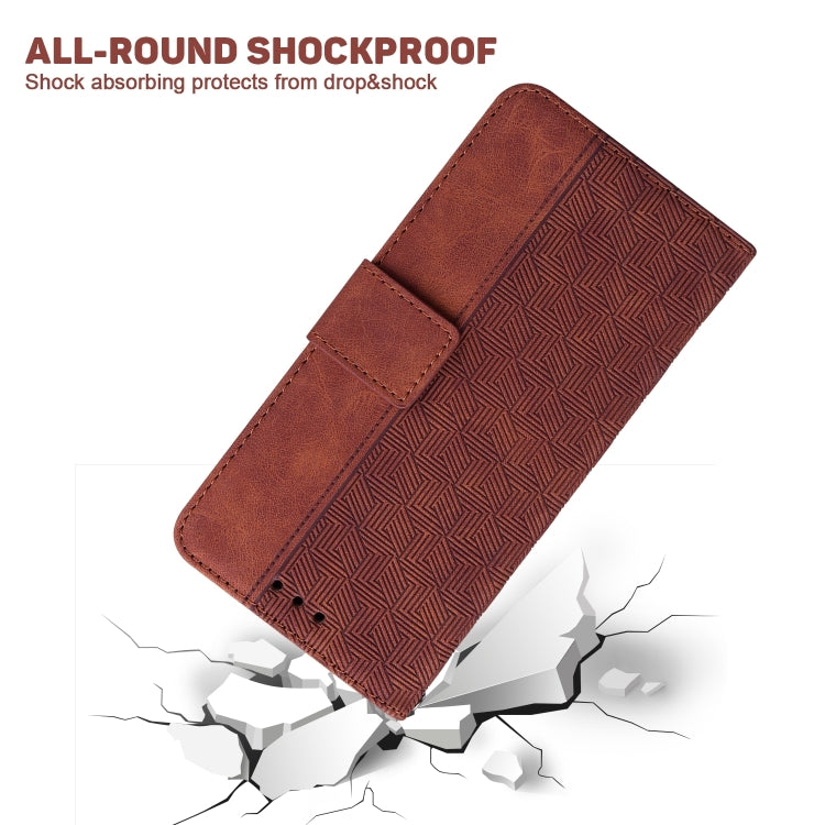 For Realme 12 5G Geometric Embossed Leather Phone Case(Brown) - Realme Cases by PMC TechLife | Online Shopping South Africa | PMC TechLife | Buy Now Pay Later Mobicred