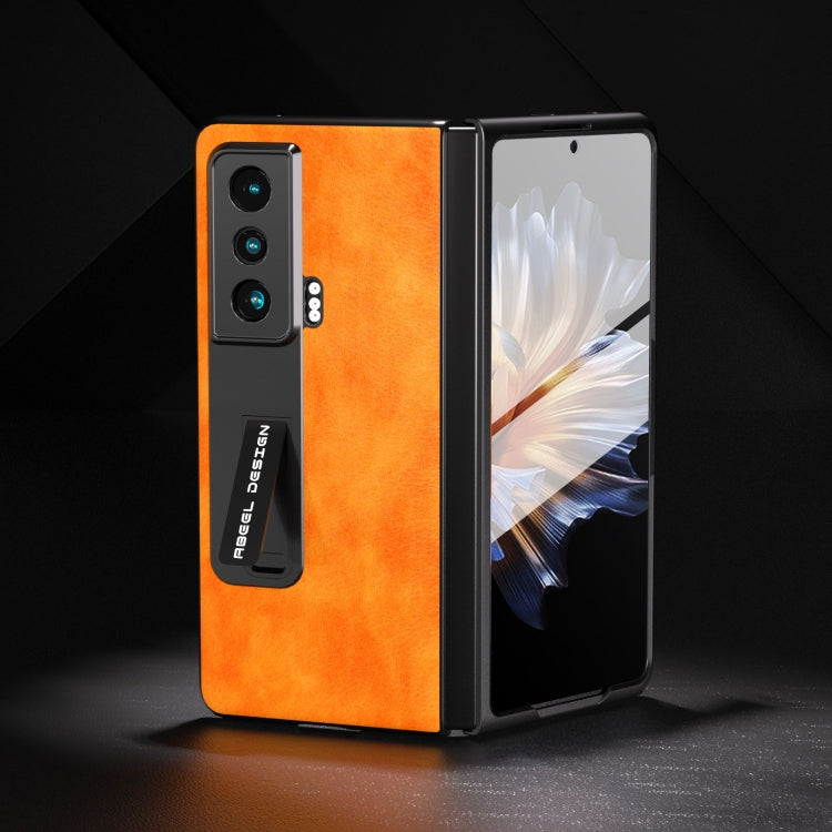 For Honor Magic Vs ABEEL Dual Color Lichi Texture PU Phone Case(Orange) - Honor Cases by PMC TechLife | Online Shopping South Africa | PMC TechLife | Buy Now Pay Later Mobicred