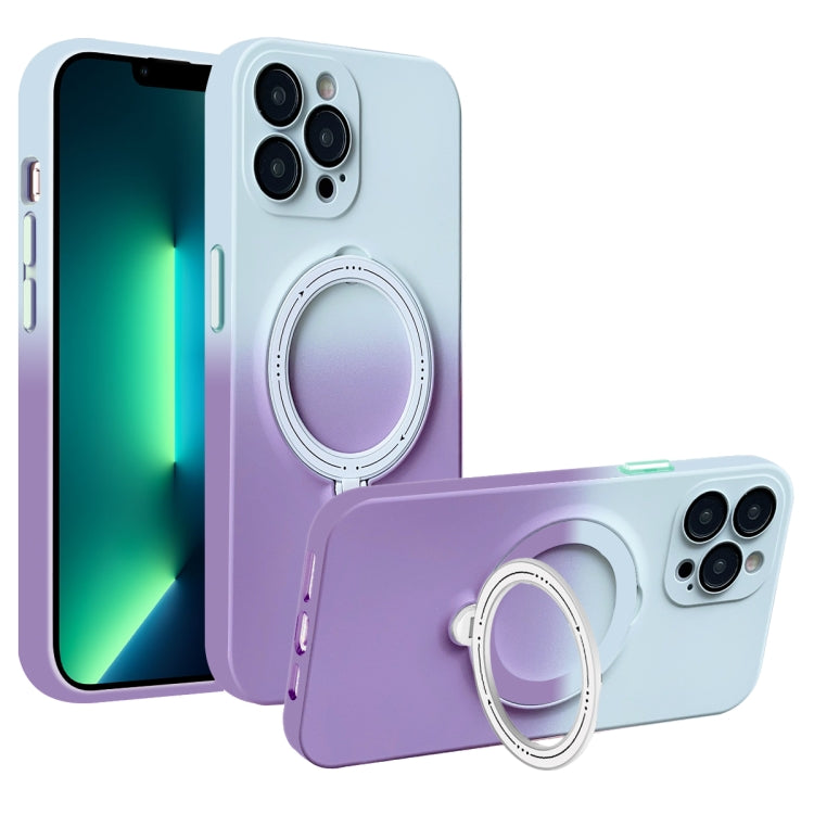 For iPhone 13 Pro MagSafe Holder Gradient TPU Phone Case(Gray Purple) - iPhone 13 Pro Cases by PMC Jewellery | Online Shopping South Africa | PMC Jewellery