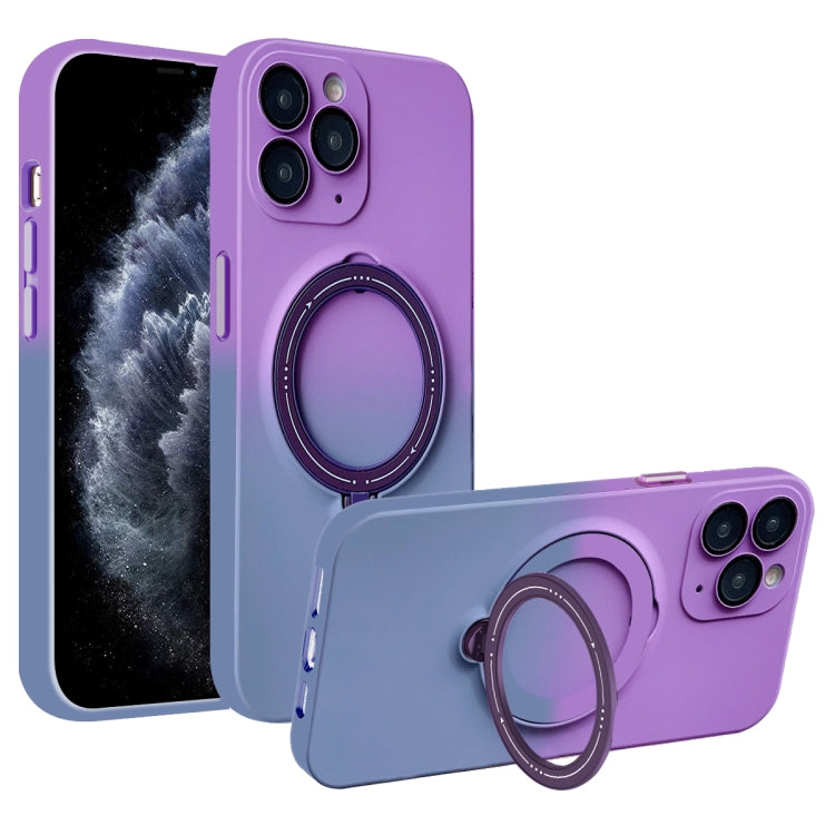 For iPhone 11 Pro Max MagSafe Holder Gradient TPU Phone Case(Deep Purple Gray) - iPhone 11 Pro Max Cases by PMC Jewellery | Online Shopping South Africa | PMC Jewellery