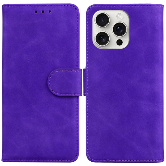 For iPhone 16 Pro Max Skin Feel Pure Color Flip Leather Phone Case(Purple) - iPhone 16 Pro Max Cases by PMC Jewellery | Online Shopping South Africa | PMC Jewellery | Buy Now Pay Later Mobicred