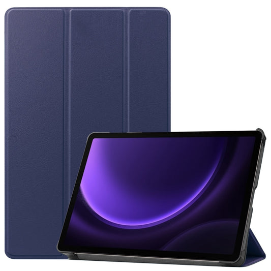 For Samsung Galaxy Tab S9 FE Custer Pure Color 3-Fold Holder Smart Leather Tablet Case(Dark Blue) - Galaxy Tab S9 FE by PMC Jewellery | Online Shopping South Africa | PMC Jewellery | Buy Now Pay Later Mobicred