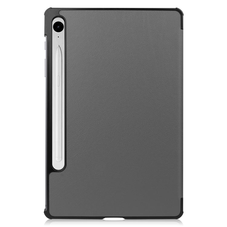 For Samsung Galaxy Tab S9 FE Custer Pure Color 3-Fold Holder Smart Leather Tablet Case(Grey) - Galaxy Tab S9 FE by PMC Jewellery | Online Shopping South Africa | PMC Jewellery | Buy Now Pay Later Mobicred