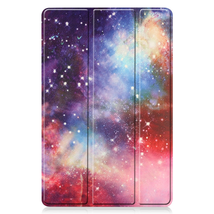 For Samsung Galaxy Tab S9 FE Custer Painted 3-Fold Holder Smart Leather Tablet Case(Milky Way Nebula) - Galaxy Tab S9 FE by PMC Jewellery | Online Shopping South Africa | PMC Jewellery