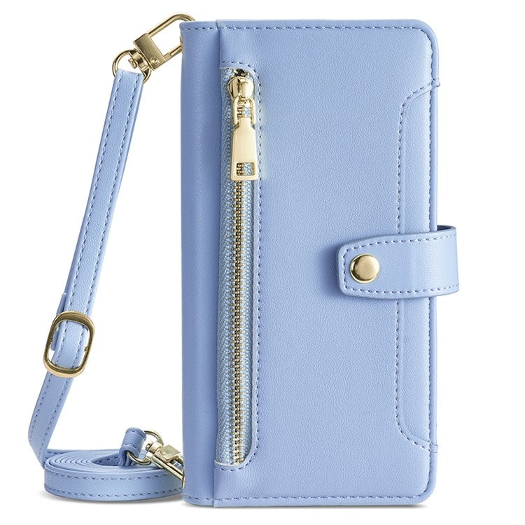 For Huawei Mate 60 Pro / Pro+ Lite Sheep Texture Cross-body Zipper Wallet Leather Phone Case(Blue) - Huawei Cases by PMC TechLife | Online Shopping South Africa | PMC TechLife | Buy Now Pay Later Mobicred