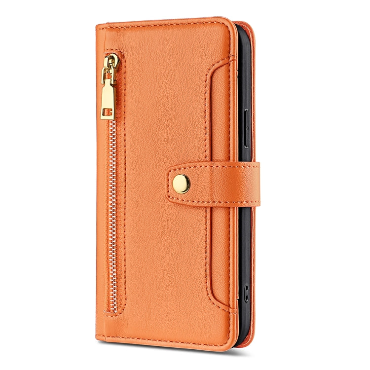 For Honor 90 5G Sheep Texture Cross-body Zipper Wallet Leather Phone Case(Orange) - Honor Cases by PMC TechLife | Online Shopping South Africa | PMC TechLife | Buy Now Pay Later Mobicred