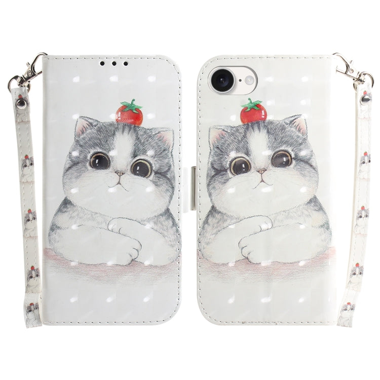 For iPhone SE 2024 3D Colored Horizontal Flip Leather Phone Case(Cute Cat) - More iPhone Cases by PMC Jewellery | Online Shopping South Africa | PMC Jewellery | Buy Now Pay Later Mobicred