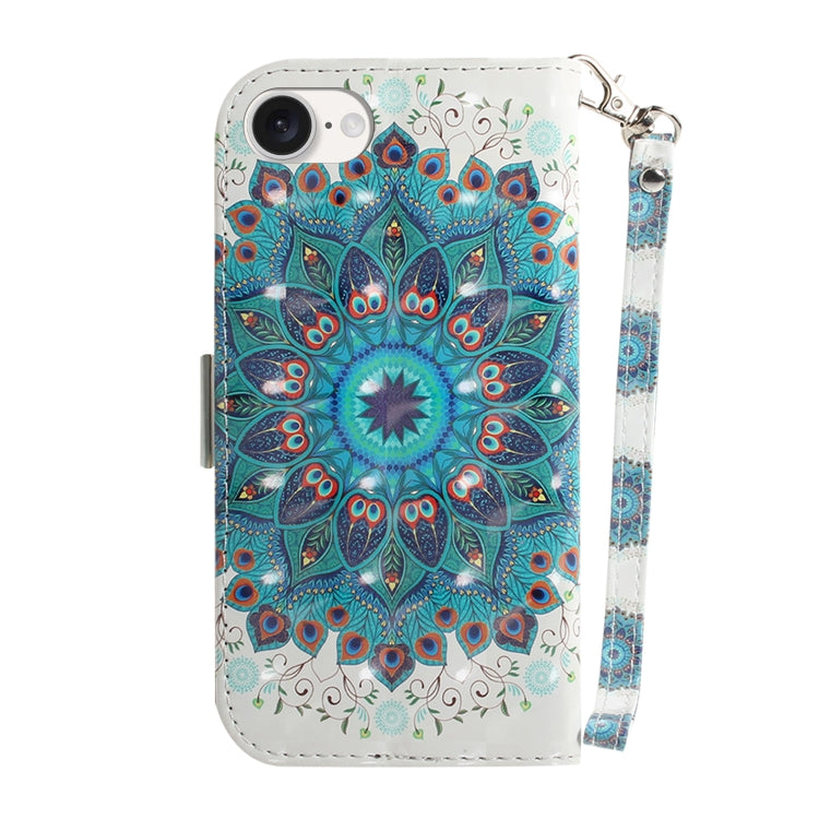 For iPhone SE 2024 3D Colored Horizontal Flip Leather Phone Case(Peacock Wreath) - More iPhone Cases by PMC Jewellery | Online Shopping South Africa | PMC Jewellery | Buy Now Pay Later Mobicred