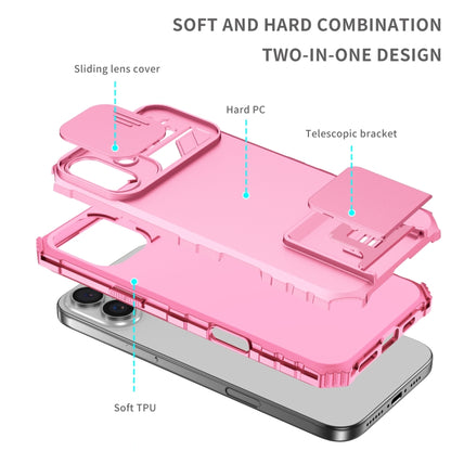 For iPhone 16 Stereoscopic Holder Sliding Camshield Phone Case(Pink) - iPhone 16 Cases by PMC Jewellery | Online Shopping South Africa | PMC Jewellery | Buy Now Pay Later Mobicred