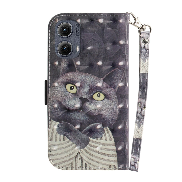 For Motorola Edge 2024 3D Colored Flip Leather Phone Case(Hug Cat) - Motorola Cases by PMC Jewellery | Online Shopping South Africa | PMC Jewellery | Buy Now Pay Later Mobicred