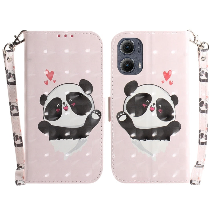 For Motorola Edge 2024 3D Colored Flip Leather Phone Case(Heart Panda) - Motorola Cases by PMC Jewellery | Online Shopping South Africa | PMC Jewellery | Buy Now Pay Later Mobicred