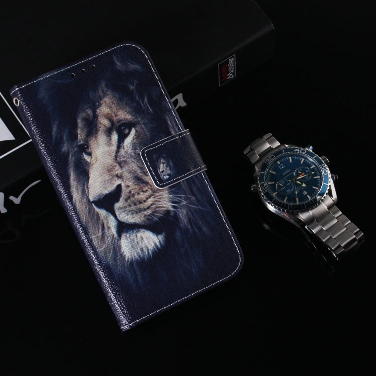 For iPhone 16 Coloured Drawing Flip Leather Phone Case(Lion) - iPhone 16 Cases by PMC TechLife | Online Shopping South Africa | PMC TechLife | Buy Now Pay Later Mobicred