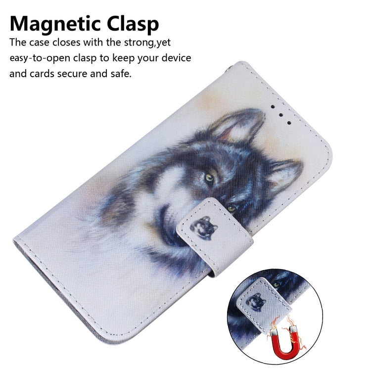 For iPhone 16 Pro Coloured Drawing Flip Leather Phone Case(White Wolf) - iPhone 16 Pro Cases by PMC TechLife | Online Shopping South Africa | PMC TechLife | Buy Now Pay Later Mobicred