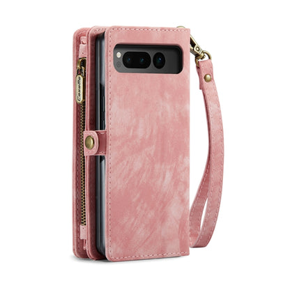 For Google Pixel Fold CaseMe 008 Detachable Multifunctional Retro Frosted Horizontal Flip Phone Leather Case with Zipper Wallet(Pink) - Google Cases by CaseMe | Online Shopping South Africa | PMC Jewellery | Buy Now Pay Later Mobicred