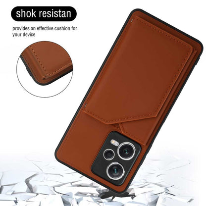 For Xiaomi Redmi Note 12 Pro+ 5G Global Skin Feel PU + TPU + PC Card Slots Phone Case(Brown) - Xiaomi Cases by PMC Jewellery | Online Shopping South Africa | PMC Jewellery | Buy Now Pay Later Mobicred