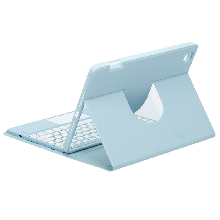 For iPad Air 2022 / iPad Pro 11 2021 Square Button 360 Degree Rotatable Bluetooth Keyboard Leather Case with Touchpad(Sky Blue) - free shipping - PMC TechLife - Order now!