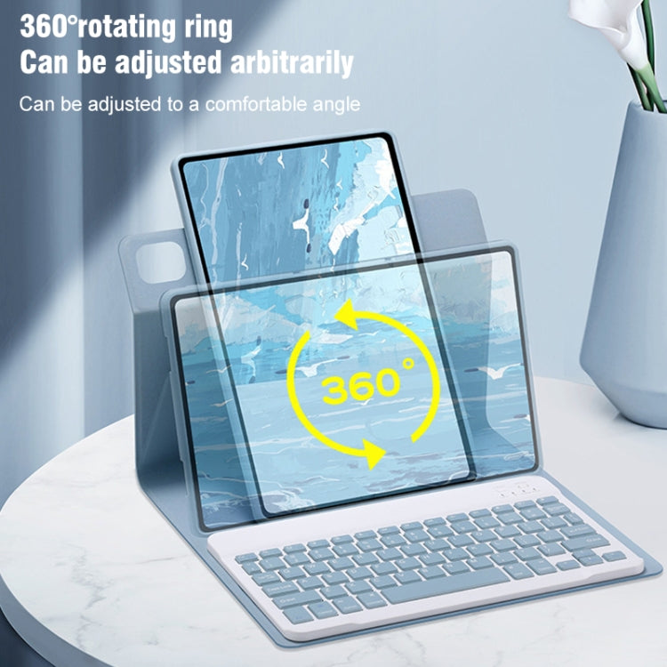 For iPad 10.2 2021 / Air 2019 Square Button 360 Degree Rotatable Bluetooth Keyboard Leather Case with Touchpad(Mist Blue) - free shipping - PMC TechLife - Order now!
