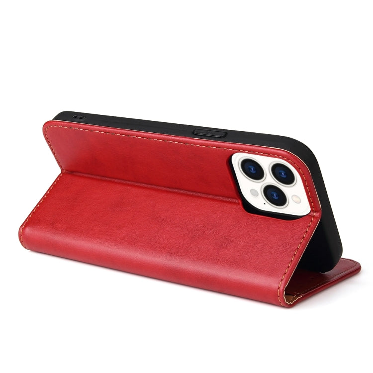 For iPhone 15 Pro Max Fierre Shann PU Genuine Leather Texture Phone Case(Red) - iPhone 15 Pro Max Cases by FIERRE SHANN | Online Shopping South Africa | PMC Jewellery | Buy Now Pay Later Mobicred