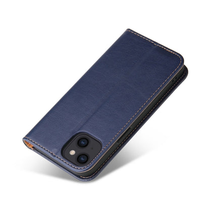 For iPhone 15 Fierre Shann PU Genuine Leather Texture Phone Case(Blue) - iPhone 15 Cases by FIERRE SHANN | Online Shopping South Africa | PMC Jewellery | Buy Now Pay Later Mobicred