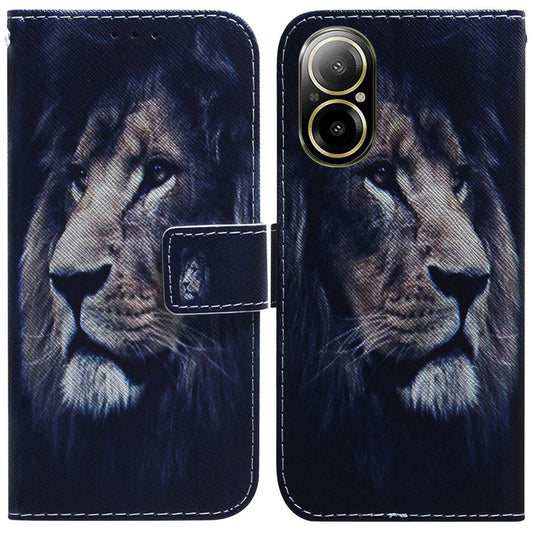 For Realme C67 4G Global Coloured Drawing Flip Leather Phone Case(Lion) - C67 Cases by PMC Jewellery | Online Shopping South Africa | PMC Jewellery | Buy Now Pay Later Mobicred