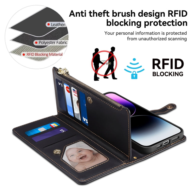 For iPhone 16 Pro ESEBLE Star Series Lanyard Zipper Wallet RFID Leather Case(Black) - iPhone 16 Pro Cases by ESEBLE | Online Shopping South Africa | PMC TechLife | Buy Now Pay Later Mobicred
