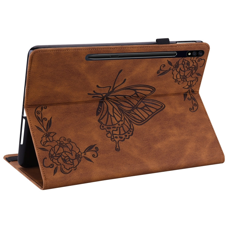 For Samsung Galaxy Tab S9 Butterfly Flower Embossed Leather Tablet Case(Brown) - free shipping - PMC Jewellery - Order now!