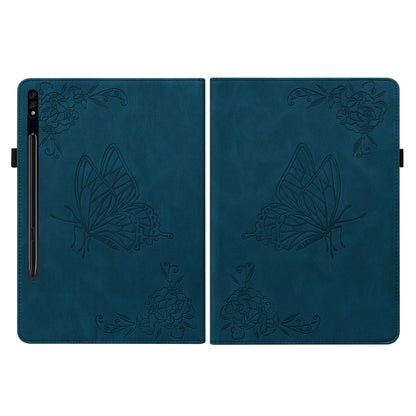 For Samsung Galaxy Tab S9+ Butterfly Flower Embossed Leather Tablet Case(Blue) - Galaxy Tab S9+ Cases by PMC Jewellery | Online Shopping South Africa | PMC Jewellery | Buy Now Pay Later Mobicred